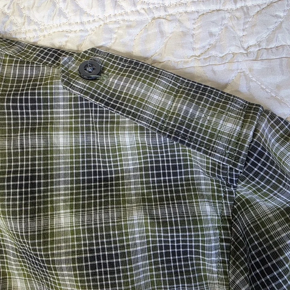 Banana Republic Men Slim Fit Large Long Sleeve Shirt Green Plaid Gorpcore Preppy